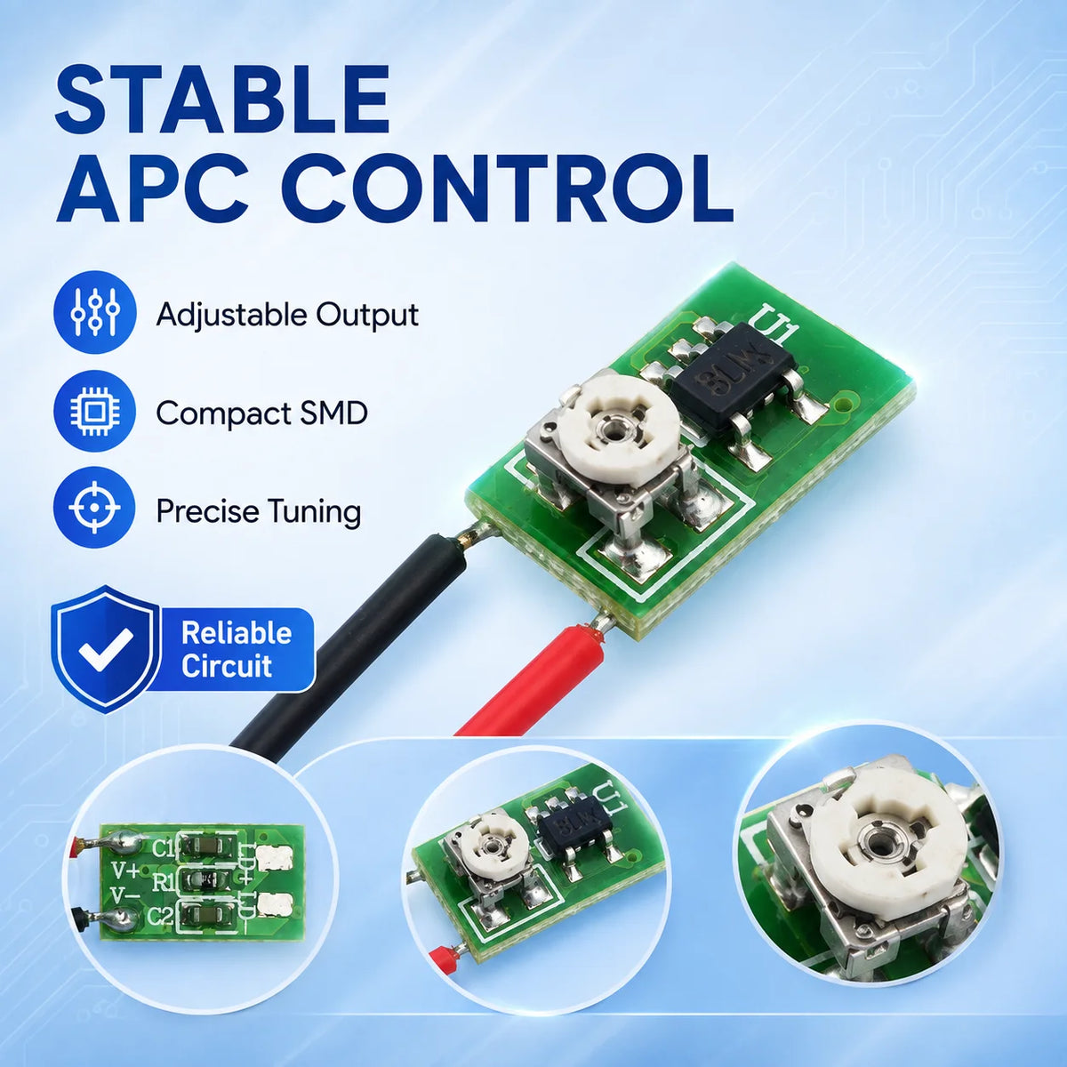 ZhonNa 650nm 635nm 780nm N-Pin APC Constant Power Laser Diode Driver Board 1-20mW for The Listed Price Is The Unit Price