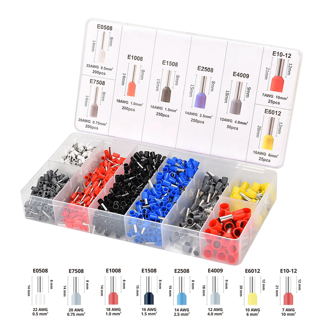 Tube Terminal Boxed Cable Connector Wire Ferrule Terminal Kit - Parallel Wiring Function for Wire Ends