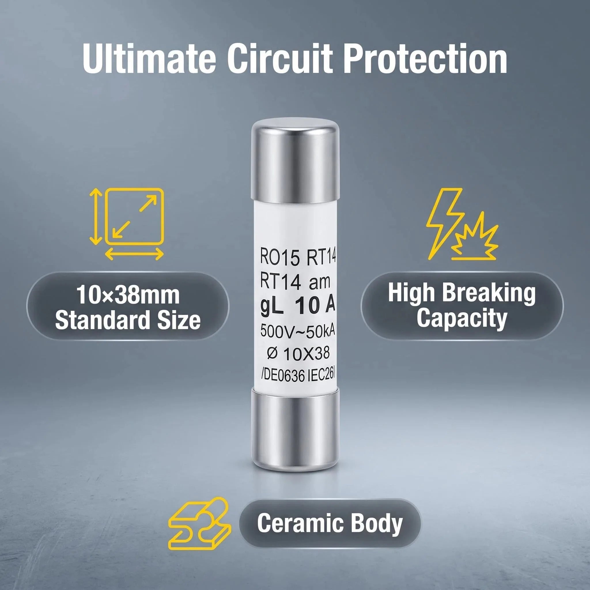 10pcs Fast Blow Ceramic Fuse 10*38mm 500V 1A 2A 3A 4A 5A 6A 8A 10A 16A 20A 25A 32A