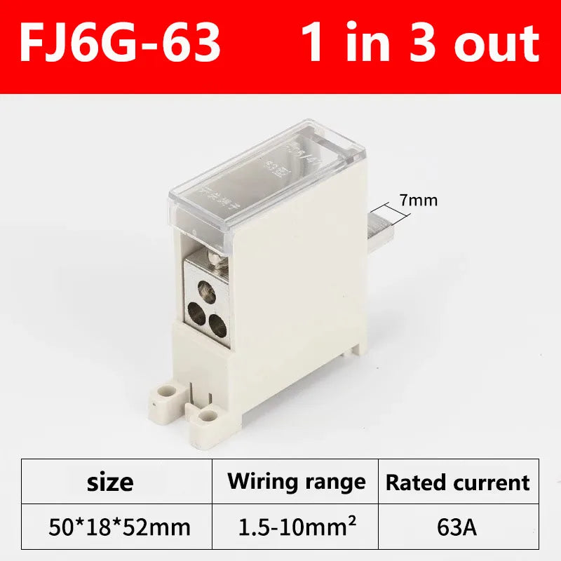 Breaker Junction Box 1 IN Mehrere-OUT FJ6G-63 Luft Schalter Terminal Block DZ47 Branch Terminal Universal Wire Connectors 4-16mm