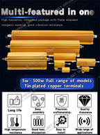1Pcs 300W RXG24 High Power Gold Aluminum Housed Resistor/Current Limiting Precharge Decoder Resistor 0.1 3 4 5 20 10 Ohm 10K Ohm