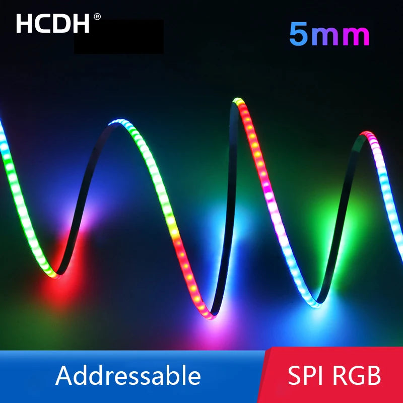 12V 5V SPI RGB PixelCOB LED Strip Light For Carft DIY Decor Gamer 160LED/m Addressable 5mm Dream Color WS2812B LED Tape RGB-IC