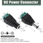 12V Male and Female Barrel Connectors 10 Pairs DC Power Jack Plug Adapter 2.1 X 5.5mm Male Female Wire Power Connectors