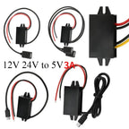 12V 24V to 5V 3A DC Converter Step Down Module USB Female Dual USB Type C Open Wire Connector Power Adapter ROHS Certified