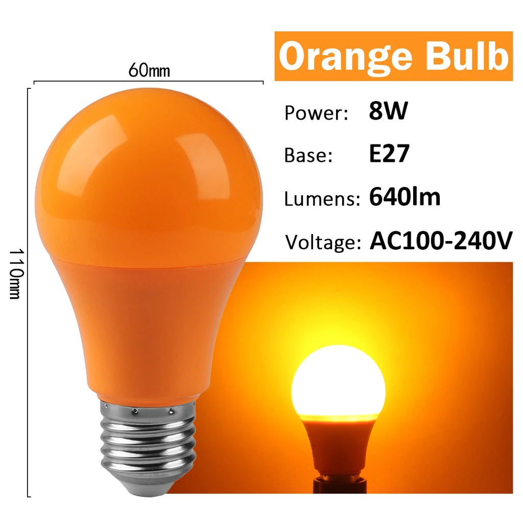 2-10pcs Colorful Bulb B22 E27 110V 220V Red Yellow Blue Green Pink Purple Orange Light Bulb Lamp for Home