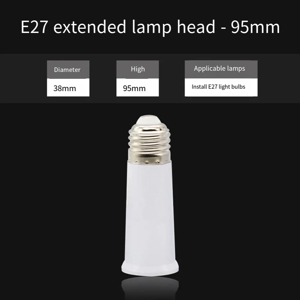 For E27 Extension Adapter Socket for For E27 Screw Base Lighting Devices Including Pendant Lights and Recessed Fixtures