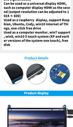 7 inch 1024*600 TNT Capacitive Touch Panel TFT LCD Module Screen Display for Raspberry Pi 3 B+/4b