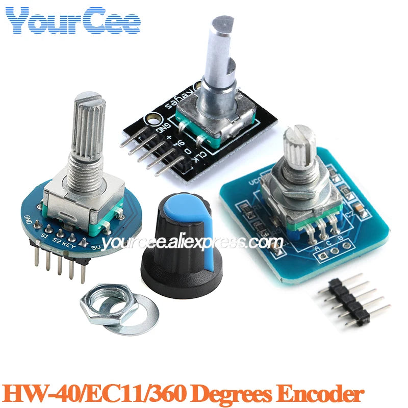 2pcs/1pc EC11 360 Degree Rotary Encoder Module with Knob Cap Potentiometer Digital Pulse Output for Household Electric Appliance