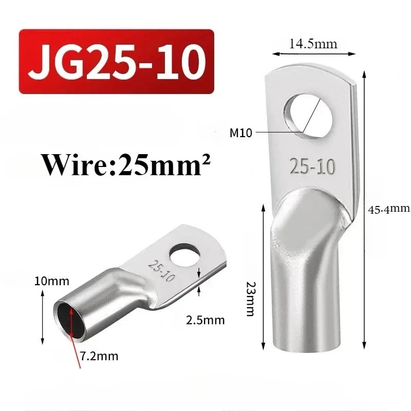 JG Copper Terminal Crimp Terminal Ring Lug Tin Plated Terminal For Connection Electric Cable Power M6 M8 M10 M12 Solid Connector