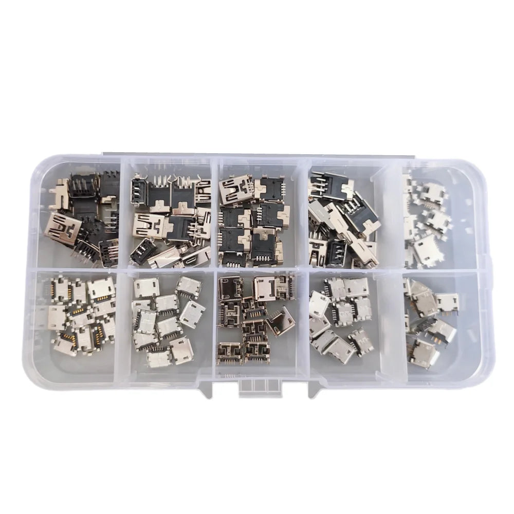 10 Models 50pcs/Lot Micro USB Connector, Mini Usb Jack Tail Socket for Charging Port