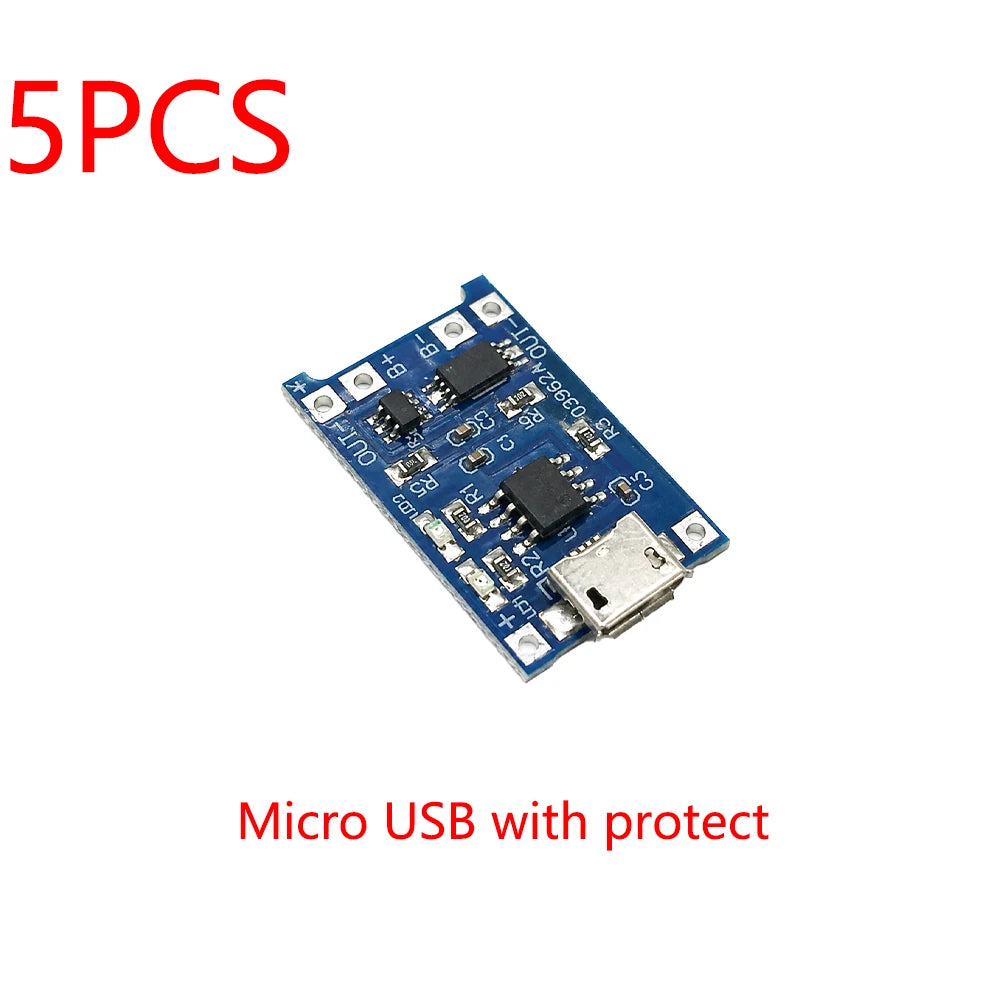 1/3/5pcs Type-C Micro Mini USB 5V 1A 18650 TP4056 Lithium Battery Charger Module Charging Board With Protection Dual Functions