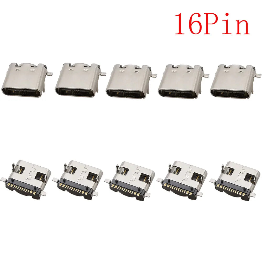 10Pcs USB Connector Type C Female Charging Port Jack 2P/6P/16P/24 Pin Soldering PCB SMD SMT DIY USB-C Socket Adapter