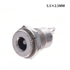 10pcs/LOT DC099 5.5 mm x 2.1mm DC Power Jack Socket Female Panel Mount Connector Metal DC-099 Open Hole 11MM 5.5*2.1 5.5*2.5