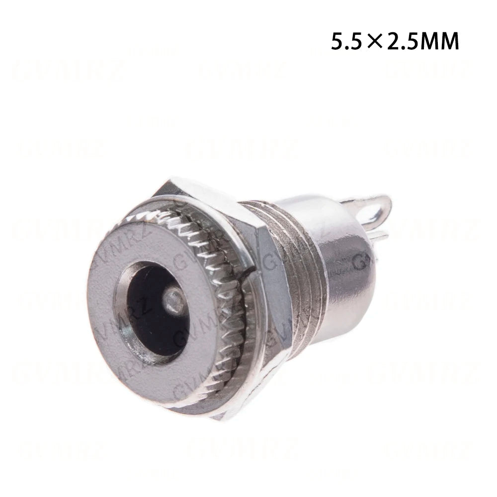 10pcs/LOT DC099 5.5 mm x 2.1mm DC Power Jack Socket Female Panel Mount Connector Metal DC-099 Open Hole 11MM 5.5*2.1 5.5*2.5
