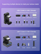 180 Degree U-shaped 100W USB 3.1 Type C Male to Female 1 to 2 Adapter OTG 10Gbps Fast Data 4K Tablet USB-C Charging Converter