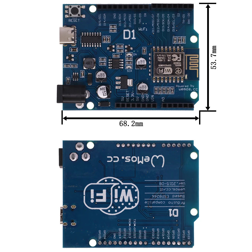 ESP-12E WeMos D1 R2 UNO R3 CH340 CH340G WiFi Development Board Based ESP8266 Shield Smart Electronic For Arduino Compatible IDE