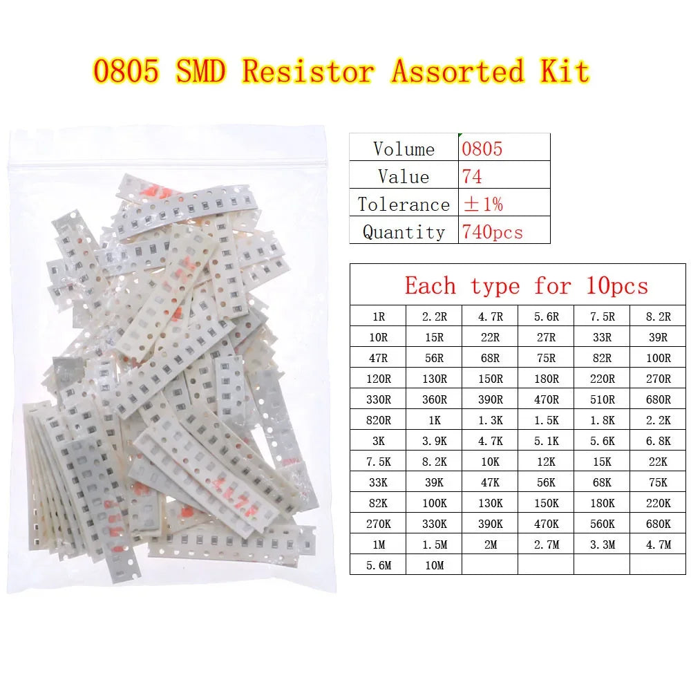 0402 0603 0805 1206 2512 0ohm-10Mohm SMD Chip Fixed Resistor Assortment Kit Electronic components sample pack