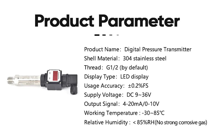 CG LED Display Pressure Transmitter 4-20mA/0-10V Output G1/2  High Precision Pressure Sensor for Water Oil Gas and liquid
