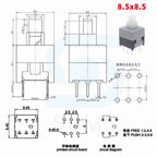 10PCS 5.8x5.8 7x7 8x8 8.5x8.5mm Non-Self-Locking / Self-Locking Switch / UNlock Push 6 Pin Tactile Power Micro Button Switches
