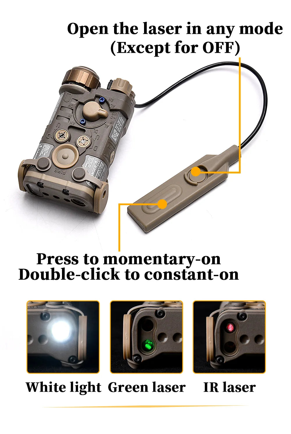 WADSN Tactical NGAL Powerful Laser Pointer Light Hunting Airsotf Gun Accessories Red Dot Green Blue Laser Flashlight PEQ DBAL A2