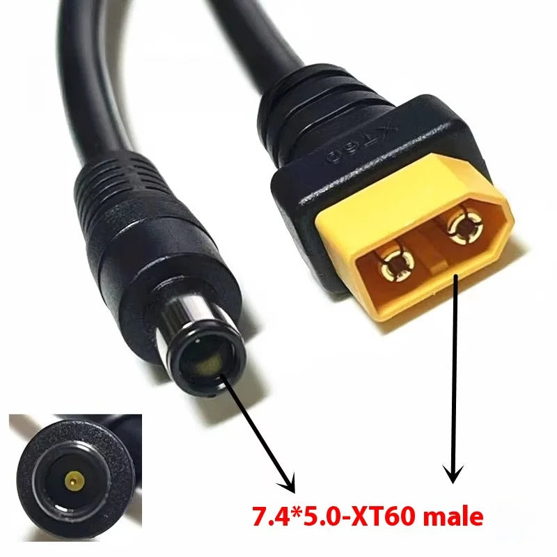 1.5 Square Ultra-soft XT60 Plug Male Female Connector to DC 5525/DC5521 Power Cable for Fly FPV Multirotor Field Repairs Apply