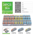 Boxed 34PCS Lever Quick Home Wire Connectors Terminals Conductor Spliceable Butt Wiring Block Reusable Electrical Connectors