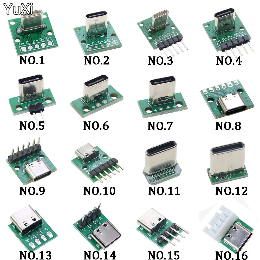 1Pcs USB 3.1 Vertical Straight Plug Double Side Positive Negative Plug Type-C Male/Female Test Board PCB Connector With Pin