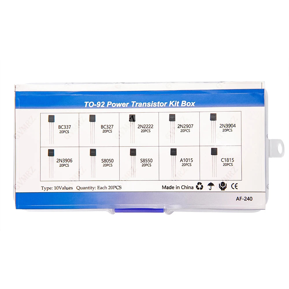 200PCS 10Values TO-92 Power Transistor Kit (BC337/2N2222/S8050 etc.) for Arduino DIY Electronic Project  BC337 2N2222 S8050