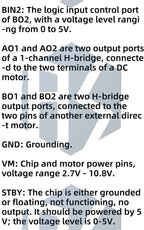 TB6612/DRV8833 Dual Motor Driver 1A TB6612FNG for Arduino Microcontroller Better than L298N