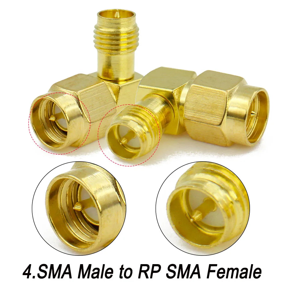 Erilles 90 Degree Right Angle SMA To SMA Adapter RP SMA Male Female Goldplated RF Coax Connector  L Type Converter Wholesale