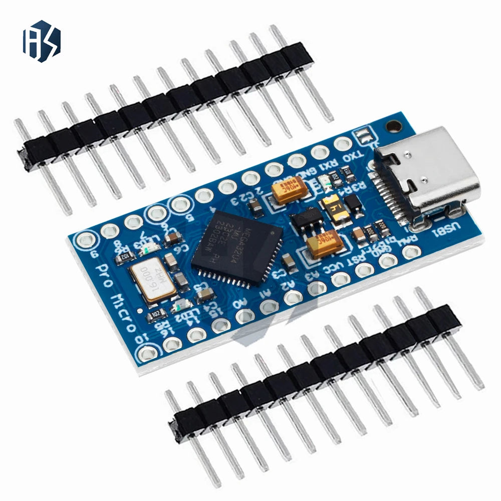 Pro Micro ATmega32U4 5V 16MHz Replace ATmega328 For Arduino TYPE-C  With 2 Row Pin Header For Leonardo Mini Usb Interface Pro