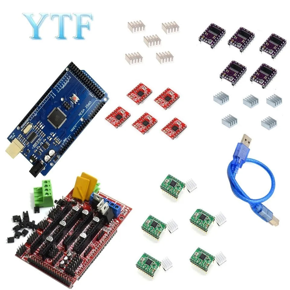 Mega 2560 R3 1pc RAMPS 1.4 control panel 5pcs DRV8825 or A4988 Stepper Motor Drive 3D Printer Parts