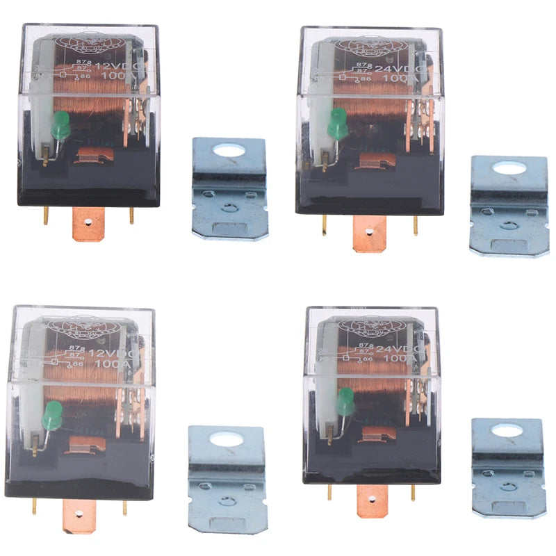 1pc 5Pin 4Pin Waterproof Automotive Relay 12V 100A SPDT Car Control Device Car Relays DC 24V High Capacity Switching