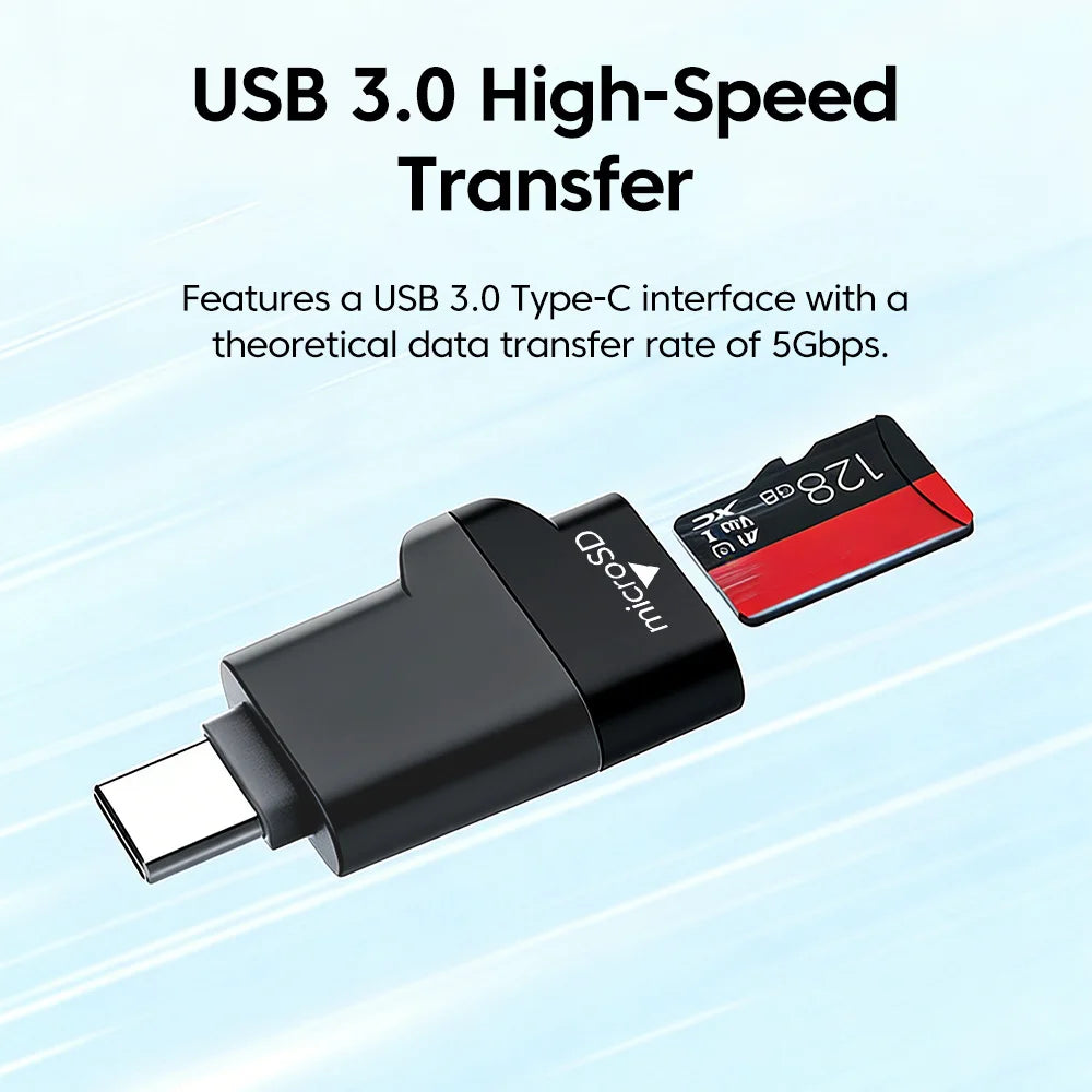Type-C 3.0 Mini TF Card Reader External Storage Black Stretch Stick For iPhone Huawei USB C 2.0 to Micro SD Card Reader Adapter