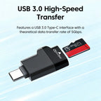 Type-C 3.0 Mini TF Card Reader External Storage Black Stretch Stick For iPhone Huawei USB C 2.0 to Micro SD Card Reader Adapter