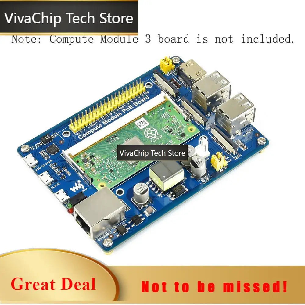 VivaChip TechCM3 IO Board CM4S PoE USB Base Expansion Board Projects for RasPi RPI Raspberry Pi Compute Module 3 Lite Plus 4S Ac