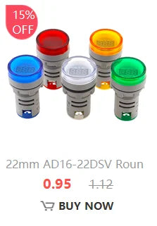 AD16-16SM 16mm buzzer 12V 24V 110V 220V 380V Flash Signal Light Red LED Active Buzzer Beep Alarm Indicator Red Green Yellow