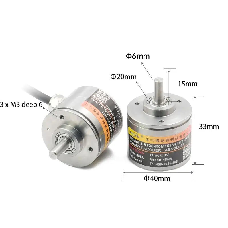 IP68 Absolute  Encoder Rotary Multi Turn 6mm solid shaft Angle Measurement RS485 CAN Power Off Memory Waterproof