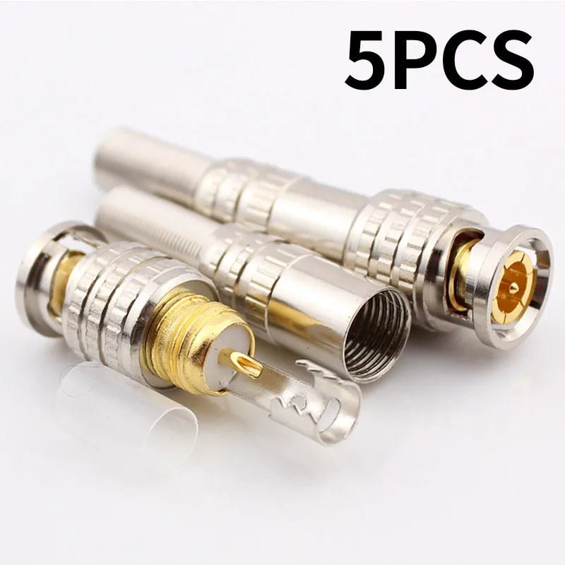 5Pcs BNC Solderless Connector Q9 HD Video Oscilloscope Male Plug Welding Free 75-5 Ohm Monitoring Weldings Cable Connectors