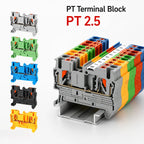 1-50Pcs PT2.5 Feed Through Terminal Block Push In Spring Connector 800V 32A 0.2-2.5mm2 DIN Rail NS35 Screwless Electrical Wiring