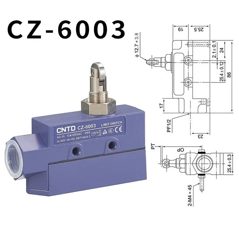 CNTD CZ‑6 Series Limit Switch CZ‑6001 CZ‑6002 CZ‑6003 CZ‑6004 CZ‑6005 Micro Travel Switch IP65 15A CE Certified Waterproof