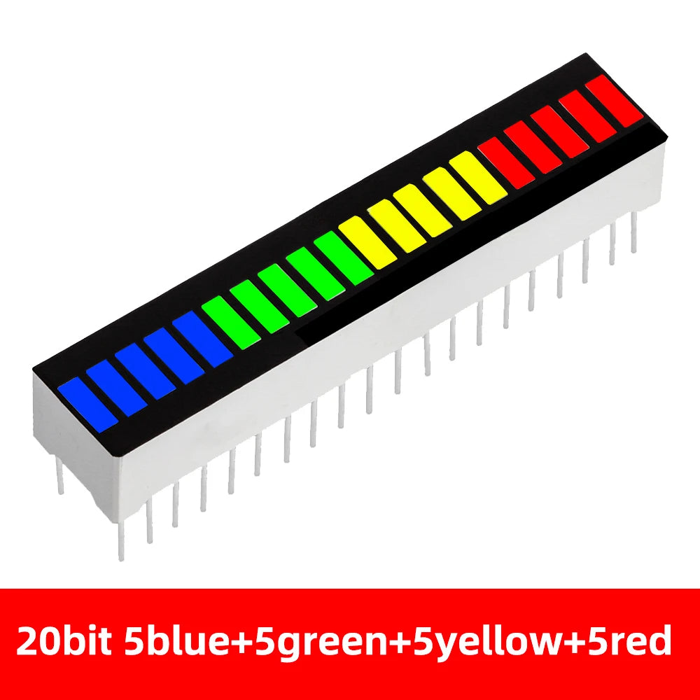Super Bright 5/8/10/12/20 Segments LED Bar Module - Battery Level Indicator with Red/White/Blue Multicolor Options