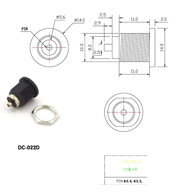 DC002/004/DC005/015 Power Socket 3.5x1.3mm 5.5x2.1mm 5.5x2.5mm DC Power Socket USB Three-Leg Direct Plug Socket Female Connector