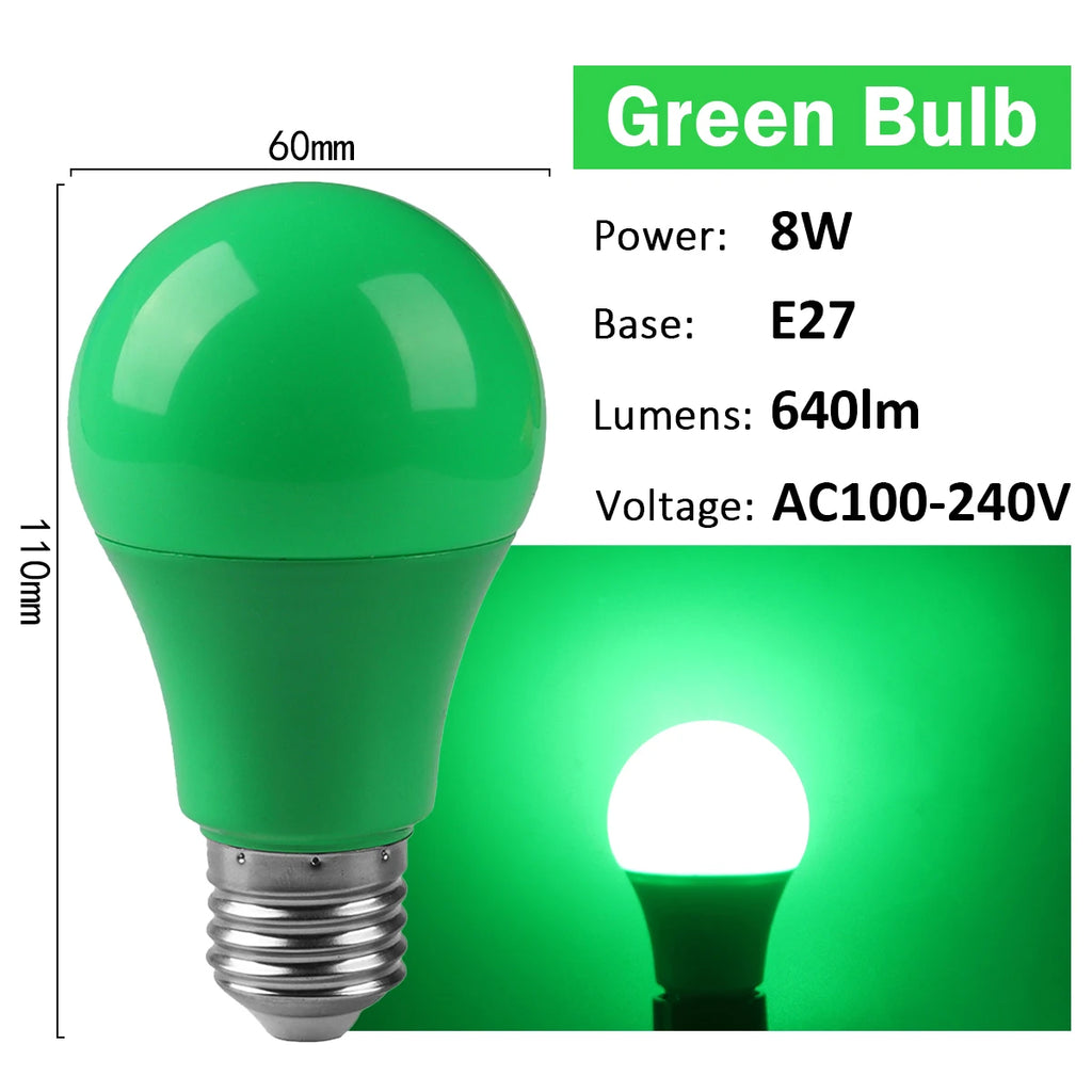 2-10pcs Colorful Bulb B22 E27 110V 220V Red Yellow Blue Green Pink Purple Orange Light Bulb Lamp for Home