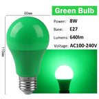 2-10pcs Colorful Bulb B22 E27 110V 220V Red Yellow Blue Green Pink Purple Orange Light Bulb Lamp for Home