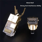 Cat8 Ethernet Plug RJ45 Connector 8P8C Modular Termination Shielded 1.5mm Large Pin Hole For Cat 8 23AWG LAN Networking Cable