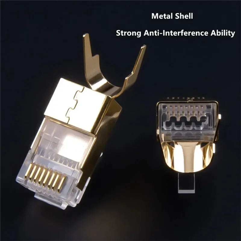 Cat8 Ethernet Plug RJ45 Connector 8P8C Modular Termination Shielded 1.5mm Large Pin Hole For Cat 8 23AWG LAN Networking Cable