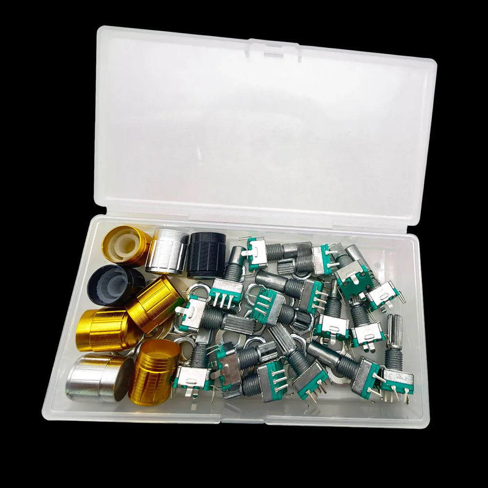 1Box EC11 Handle Length 15mm / 20mm Shaft Encoder Switch Kit 5 Pin Half / Plum Rotary Encoder Code Switch