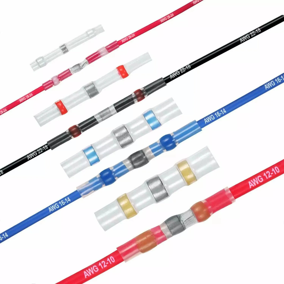10-200pcs Welding Ring Heat Shrink Tube Terminal Waterproof Electrical Connection Solder Seal Wire Connectors Butt Splice