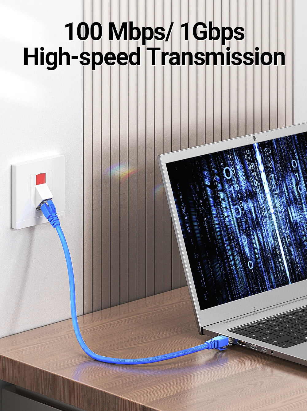 AMPCOM RJ45 Modular Plug, CAT5E CAT6 Pass Through Network Connectors UTP 3/50μ Gold-Plated 8P8C Crimp End for Ethernet Cable